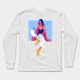 Blue Girl Long Sleeve T-Shirt